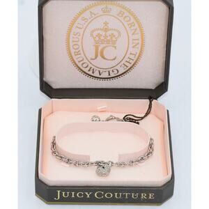 Juicy Couture Silver Plated Chain Sparking Heart Charm Bracelet NIB